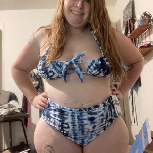 BNWT Navy and White Tie Dye Time and Tru Swimsuit XL